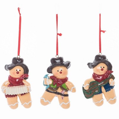 Transpac Resin Gingerbread Cowboy Ornament Set of 3 Colorful Christmas Tree Decorations for Holiday Decor and Gifts