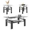 Ridstar Set of 2 Modern Coffee Table with Tempered Glass For Living Room-Black - 2 of 4