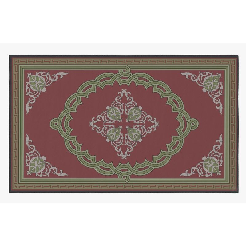 Deerlux Transitional Living Room Area Rug with Nonslip Backing, Red Medallion Pattern, 3 of 6