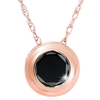 Pompeii3 1/2ct Black Diamond 14K Rose Gold Solitaire Pendant