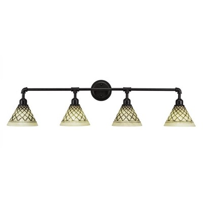 Toltec Lighting Vintage 4 - Light Vanity in  Dark Granite with 7'' Chocolate Icing Shade