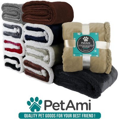 Medium Black Sherpa and Synthetic Fabric Reversible Pet Blanket