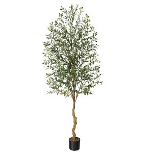 7 Ft Artificial Olive Tree in Pot, Faux Olive  & Fruits, Realistic Silk Plant for Home, Office, Living Room - 1 of 4