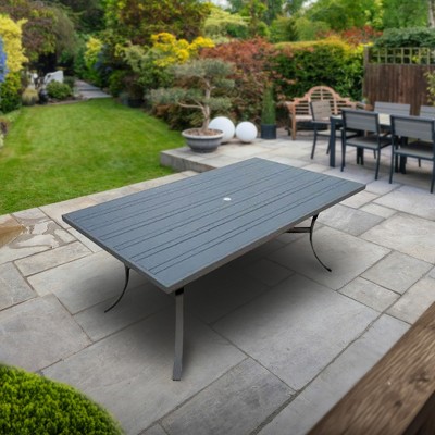 Tuscany 72x39" Black Aluminum Outdoor Dining Table with Umbrella Hole