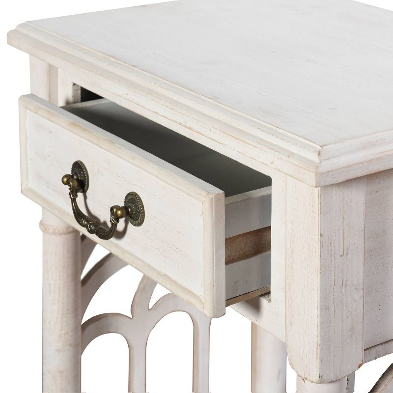 1 Drawer Side Table Distressed White - Stylecraft, 5 of 7