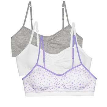 Fruit Of The Loom Girls Seamless Trainer Bra With Removable Modesty Pads 3  Pack Sparkling Star/white/grey Heather 34 : Target