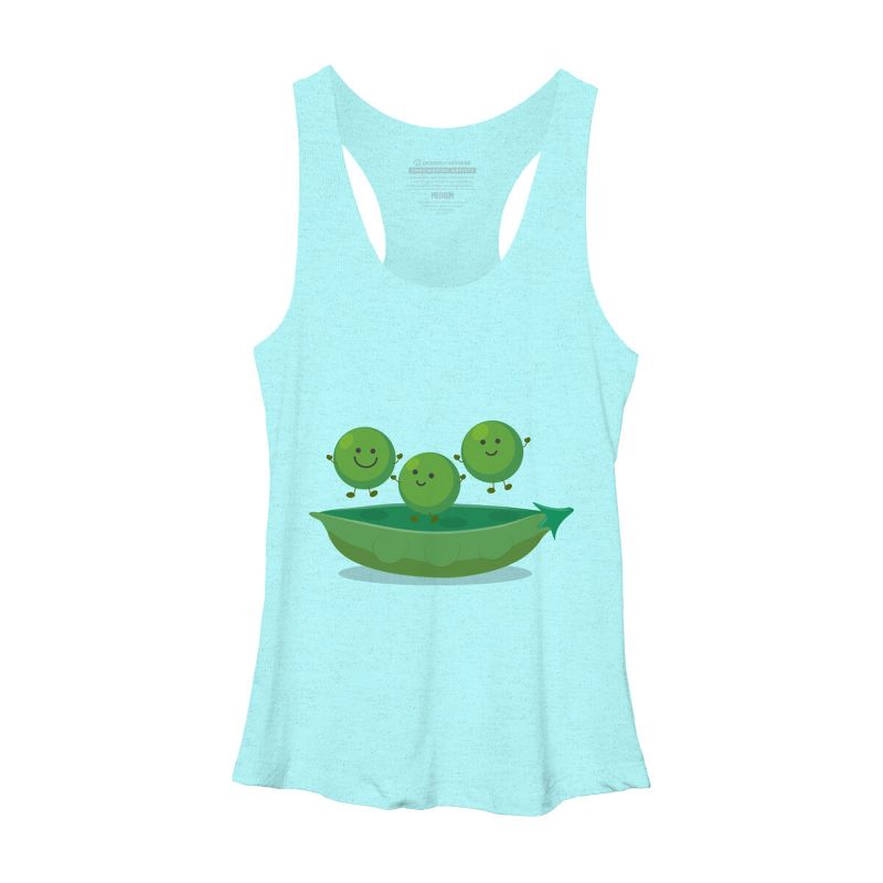 Women's Design By Humans Cute jumping peas in pod cartoon illustration By thefrogfactory Racerback Tank Top, 1 of 4