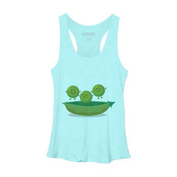 Women's Design By Humans Cute jumping peas in pod cartoon illustration By thefrogfactory Racerback Tank Top