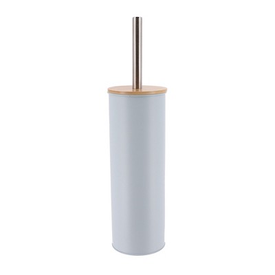Evideco French Home Goods Metal Toilet Brush and Holder Set With Bamboo Lid