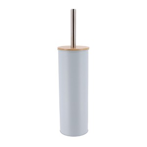 Evideco French Home Goods Metal Toilet Brush and Holder Set With Bamboo Lid - 1 of 4