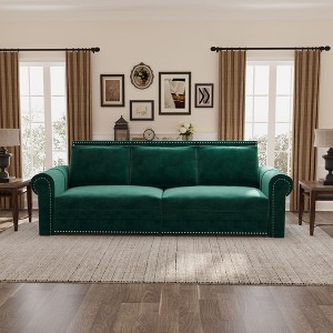NicBex 3-in-1 Velvet Convertible Sleeper Chair,Traditional Retro Style Pull-out Sofa Bed,Soft Multi-Functional Couches for Living Room,Green - 1 of 4