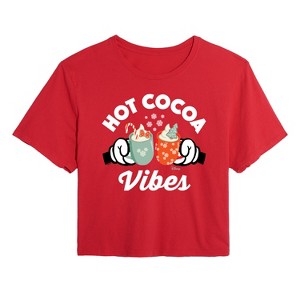Women's - Disney - Hot Cocoa Vibes Cropped Graphic T-Shirt - 1 of 4
