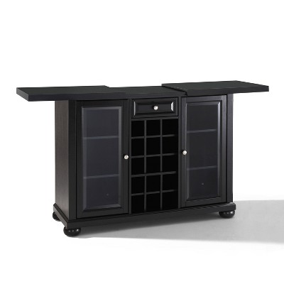 Alexandria Classic Black Sliding Top Bar Cabinet with Beveled Glass