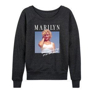 Women's - Marilyn Monroe - What's Important Is How You Feel About Yourself Lightweight French Terry Wide Neck Long Sleeve Shirt - 1 of 4
