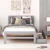 CAVINAS Twin Size Platform Bed,Modern Bed Frame for Bedroom,No Box Spring Needed,White/Gray/Walnut - 2 of 4