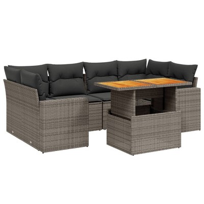 vidaXL Garden Sofa Set Gray, Dark Gray PE Rattan Large