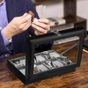 12-Slot Watch Box, Large Glass Lid, Removable Pillows, Organizer in Black Synthetic Leather - Perfect Gift for Loved Ones - 2 of 3