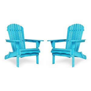 SKONYON 2 PCS Foldable Cedar Adirondack Chair Outdoor Wood Lounger Chair - 1 of 4