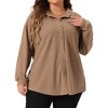 Agnes Orinda Women's Plus Size Waffle Knit Shacket Pocket Loose Long Sleeve Button Down Shirts - 2 of 4
