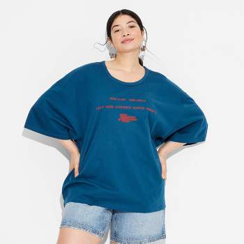 Women's Billie Eilish Oversized Short Sleeve Graphic T-Shirt - Blue