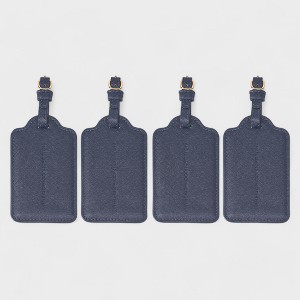 French Connection 4-Pack Premium Luggage Tags - Durable Faux Leather Travel ID Labels with Secure Buckle - 1 of 4
