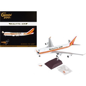 Boeing 747-400F Commercial Aircraft "Kalitta Air" White with Stripes 1/200 Diecast Model Airplane by GeminiJets - 1 of 4