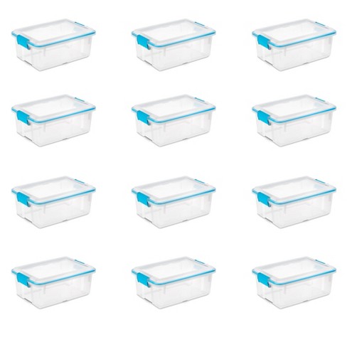 Sterilite 80 Qt Gasket Box, Stackable Storage Bin With Latching Lid And Tight  Seal, Plastic Container To Organize Basement, Clear Base And Lid, 4-pack :  Target