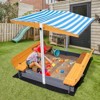 VEVOR Wooden Sandbox with Canopy, 57.3 x 47.2 x 47.2 in Sand Box, Sand Pit with Foldable Bench Seats and Bottom Liner, Gift for Ages 3-12 - 2 of 4
