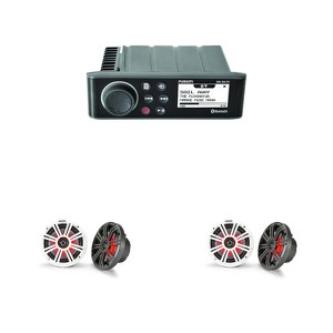 Fusion Entertainment MS-RA70 Marine Entertainment System with Bluetooth With 2 Pairs KM65 6.5-Inch (165mm) Marine Coaxial Speakers with 3/4-Inch Tw... - 1 of 4