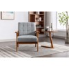Vynxaria Light Gray Mid-Century Modern Leisure Accent Chairs with Solid Wood Armrests - 3 of 4