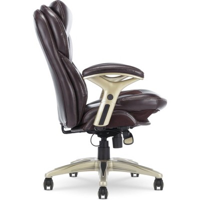 Chestnut Brown Bonded Leather Ergonomic Executive Chair with Adjustable Arms