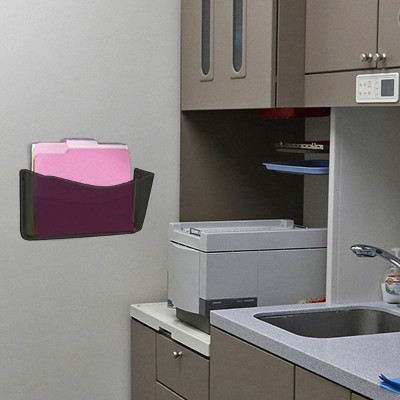 Dark Smoke Gray Polystyrene Single Pocket Wall File Holder, 14.6" Width