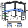 Aheaplus L Shaped Gaming Desk with Led Light & Hutch, Reversible Home Office Desk - 3 of 4