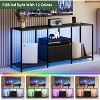 TackView TV Stand for TVs up to 55", Media TV Console Table with Open Shelves and Fabric Drawer for Living Room, Bedroom, Black - 4 of 4