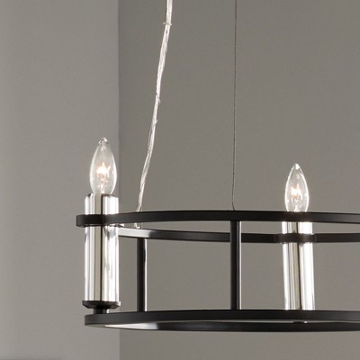Rosalind Black and Polished Nickel Mini Candle Chandelier