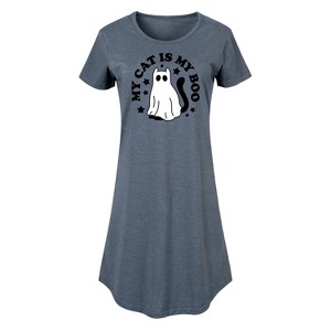 Women's - Instant Message - My Cat Is My Boo Graphic T-shirt Dress - 1 of 4