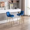 VYNXARIA 26 Inch Set of 2 Bar Stools,with Steel Frame Footrest Velvet Fabric Golden Leg Simple Bar Stool,Blue - 2 of 4