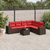 vidaXL 7 Piece Patio Sofa Set with Cushions Brown Poly Rattan - 2 of 4