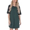 YafeMarte Women’s Short Sleeve Long Two Tone Nightshirt with Striped Sleeves and Pocket - 4 of 4