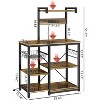 Hooseng Bakers Rack with Storage Coffee Bar Cabinet, Microwave Stand with Storage & Power Outlet for Kitchen & Dining, Rustic Brown - 3 of 4