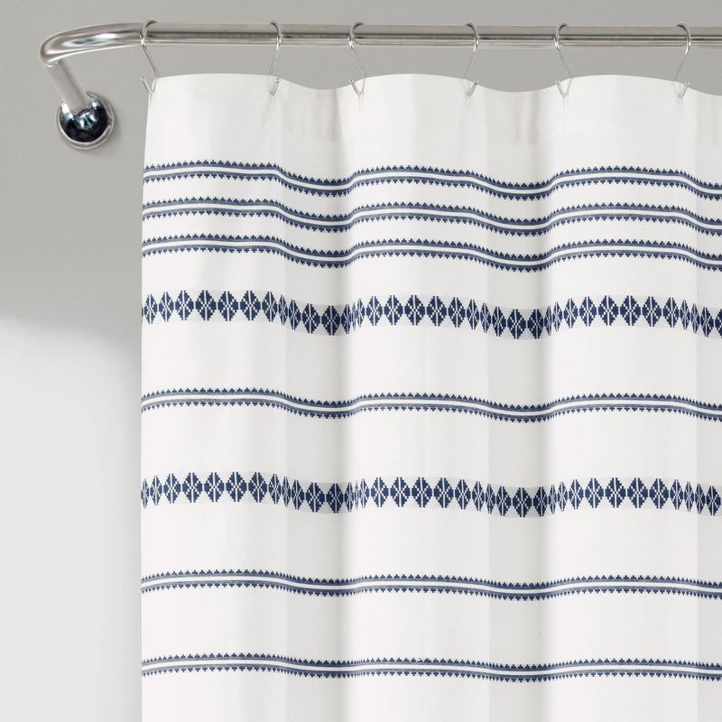 72&#34;x72&#34; Breezy Chic Tassel Jacquard Eco-Friendly Recycled Cotton Shower Curtain Navy - Lush D&#233;cor, 3 of 6