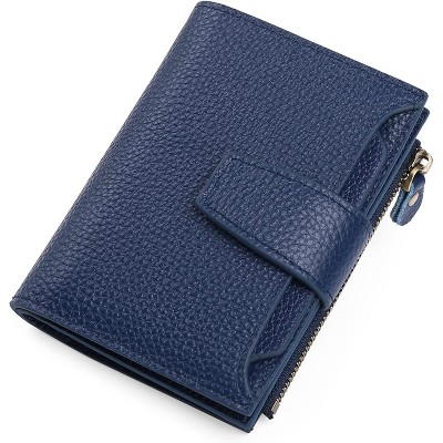 BEAFUP Women's Genuine Leather Wallet,Compact Size Wallet, RFID Blocking,with 14 Slots and 2 Zippered Pockets & Zipper Coin Pouch