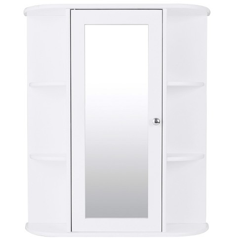 Tangkula Bathroom Medicine Cabinet with Mirror, Wall Mounted Bathroom  Storage Cabinet w/Mirror Door & 6 Open Shelves, Adjustable Shelves, Mirror