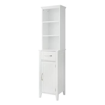 Newport Contemporary Wooden Linen Tower Cabinet White - Elegant Home Fashions