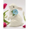 Kevins Gift Shoppe Ceramic White Rabbit with Blue Pansy Flower Figurine - image 2 of 3