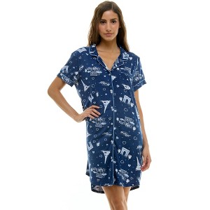 Derek Heart Woman's Lushluxe 36" Notched Collar Nightgown (Juniors & Women) - 1 of 4