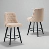 Set of 2 26" Swivel Counter Stools, Linen Upholstered Bar Chairs with Ergonomic Back, Solid Wood Legs & 360° Rotation for Kitchen Island or Home Bar - 2 of 4