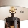 Pacific Coast Lighting 30 1/2" Tall Large Rustic End Table Lamp Night Light Dark Amber Black Glass Metal Single Beige Shade Living Room Bedroom - 4 of 4