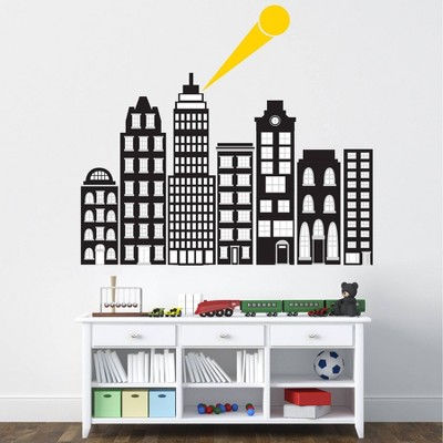 City of Heroes Black and Yellow Vinyl Wall Art Kit for Kids