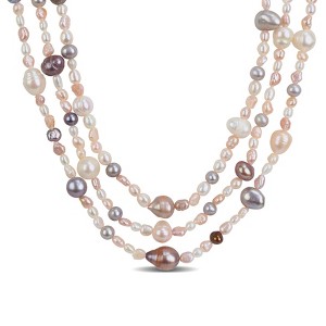 EVERLY JEWELRY | 3-10mm Multi-Color Cultured Freshwater Pearl Endless Necklace, 80 inc - 1 of 4